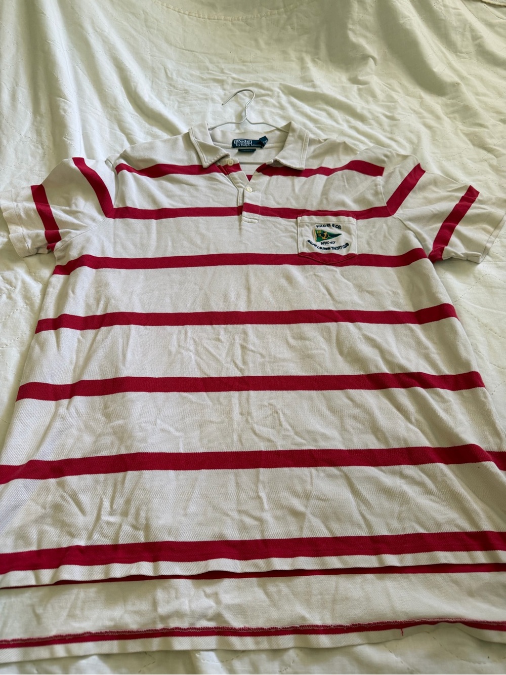 Ralph Lauren White Polo with Red Horizontal Stripes